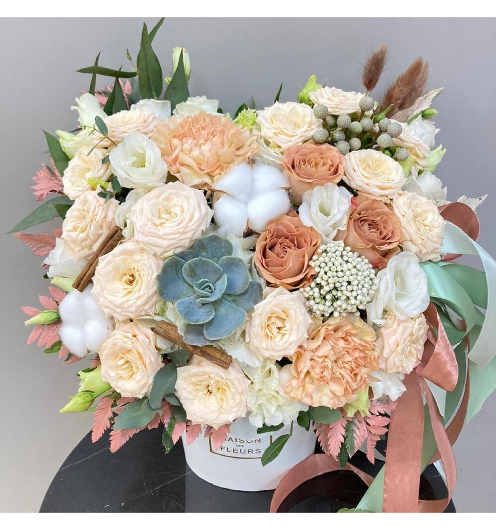 Композиция в коробке «Нежный капучино»